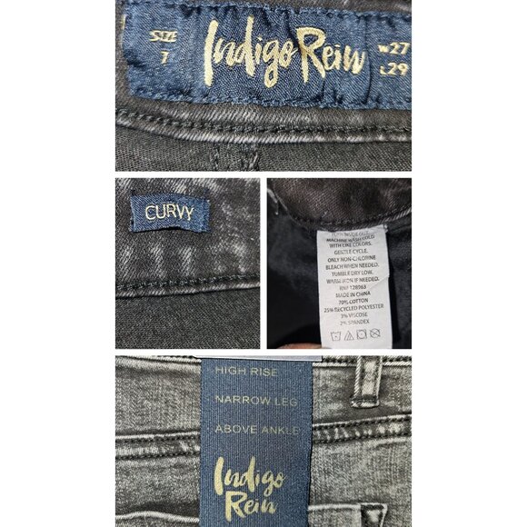 Indigo Rein Curvy Fit High Rise Skinny Jeans Size 7 Black Denim Womens - Picture 13 of 13